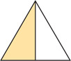 A triangle has one half shaded.