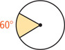 A circle has a shaded sector within a 60 degrees arc.