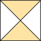 A square has diagonals forming four equal triangles, two shaded.