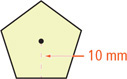 A pentagon has apothem of 10 millimeters.