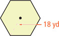 A hexagon has radius of 18 yards.