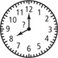 A clock has hands pointing to the 8 and the 12.