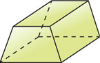 A solid has two trapezoidal faces connected by four rectangular faces.