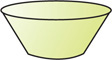 A solid has two circular bases, the bottom base smaller than the top base.