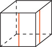 Parallel segments on a cube are drawn on the front and right faces.