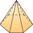 A polyhedron has a pentagonal base connected by five triangular faces to a vertex above.
