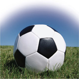 A soccer ball is composed of black pentagons with a white pentagon each side.