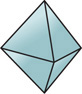A solid has triangular faces, extending up and down from the center.