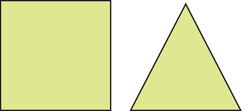 Two figures include a square and a triangle.
