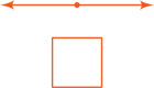 A square has a horizontal line above with a point on the line centered above the square.