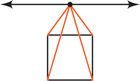 The square has lines extending from each vertex to the point on the horizontal line above.