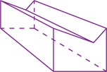 A figure has solid edges of the front concave pentagonal face, left rectangular face, and top two rectangular faces.