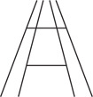 A figure has diagonal sides rising toward each other, with slightly steeper diagonals within rising toward each other. A horizontal line connects the inner diagonals and another above connects the outer diagonals.