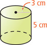 A cylinder has base radius 3 centimeters and height 5 centimeters between them.