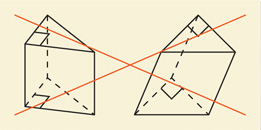 Two prisms have bases as right triangles, connected by three rectangular faces.