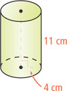 A cylinder has height 11 centimeters and base radius 4 centimeters.
