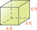 A rectangular prism has length, width, and height each 6 feet.