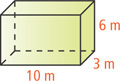 A rectangular prism has length 10 meters, width 3 meters, and height 6 meters.
