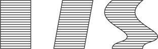 Figures include a rectangle, a parallelogram, and a shape with top and bottom sides horizontally and left and right sides curving left then right then left, from top to bottom.