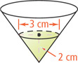 A cone filter has height 2 centimeters and base diameter 3 centimeters.