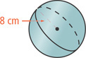 A sphere has radius 8 centimeters.