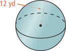 A sphere has radius 12 yards.