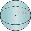 A sphere has diameter 8.4 meters.