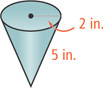 A cone has slant height 5 inches and base radius 2 inches.