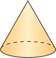 A cone has vertex centered over the base.