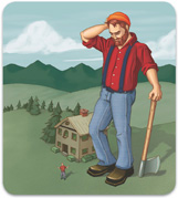 An illustration shows Paul Bunyan towering over a house.