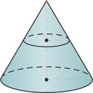 A plane cuts a cone parallel to its base, to get a small cone on top and frustum below.