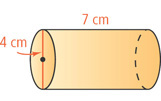 A cylinder has height 7 centimeters and diameter 4 centimeters.