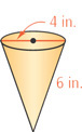 A cone has slant height 6 inches and diameter 4 inches.