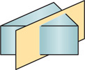 A vertical plane intersects a triangular prism with bases on top and bottom parallel to its left side.