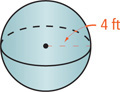 A sphere has radius 4 feet.