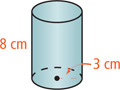 A cylinder has height 8 centimeters and radius 3 centimeters.