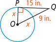 A right triangle has a vertex at the center of a circle.