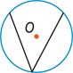 A circle has an inscribed angle, with sides on either side of center O.