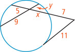 A circle has an angle forming a tangent and a secant intersecting a chord.