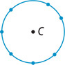 A circle is drawn through the dots surrounding point C.