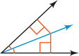 An angle has an angle bisector, with segments extending from the bisector and meeting each side of the angle at right angles.