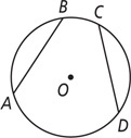 A circle has chord AB left of center O and chord CD right of O.