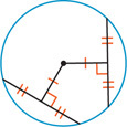 A circle has congruent segments from the center bisecting chords at right angles.