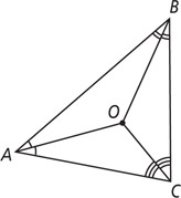 Triangle ABC has angle bisectors from each vertex meeting at O.