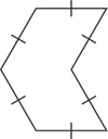 A figure has six congruent sides forming an arrow shape.