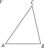 Triangle ABC has base AB on bottom and vertex C on top, with E to the left of C.