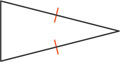 A triangle has two sides marked congruent.