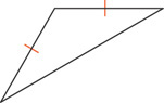 A triangle has two sides marked congruent.