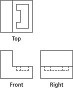   An orthographic drawing displays three views of the building.