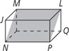 A box has a shaded plane within extending from edge ML at the top back to edge NP at the bottom front.